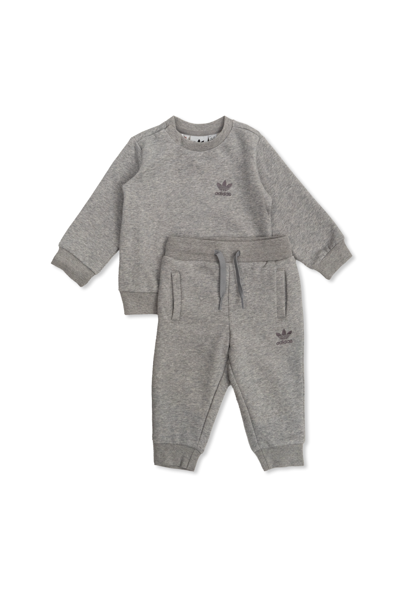 Grey adidas tracksuit kids on sale